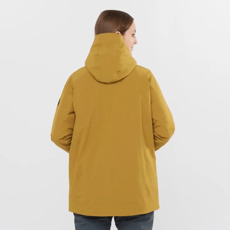 Yellow Salomon Stance Cargo Insulated Hooded Women's Ski Jackets | IE GU5198